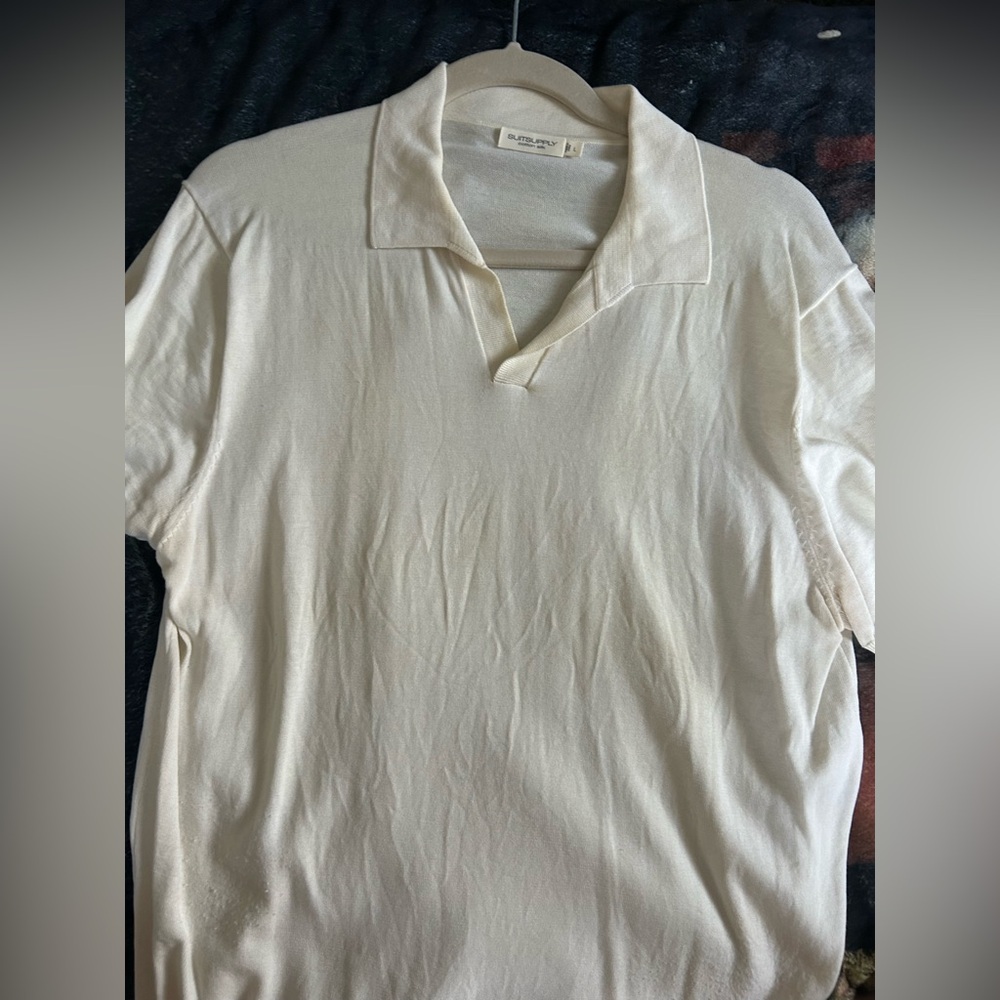 Suitsupply Off-White Cotton Silk Blend Shirt